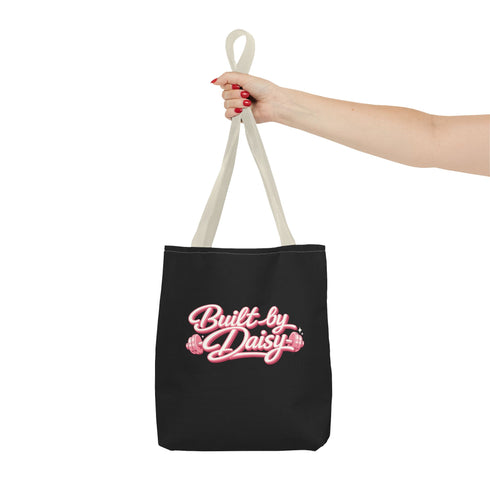 Built by Daisy / Daily Dose of Daisy Tote Bag — Cute Pink Script AOP Tote
