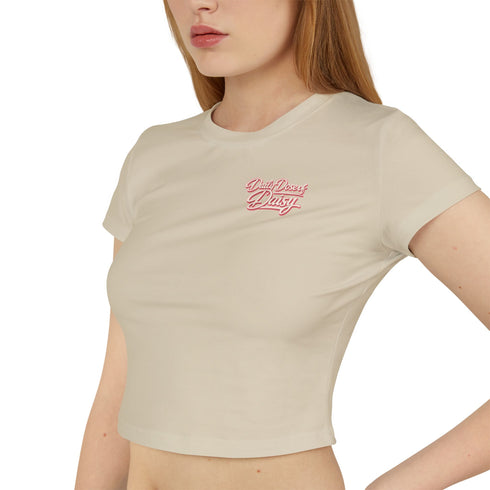 Built by Daisy Crop Tee — Women's Pink Retro Graphic Baby T-Shirt