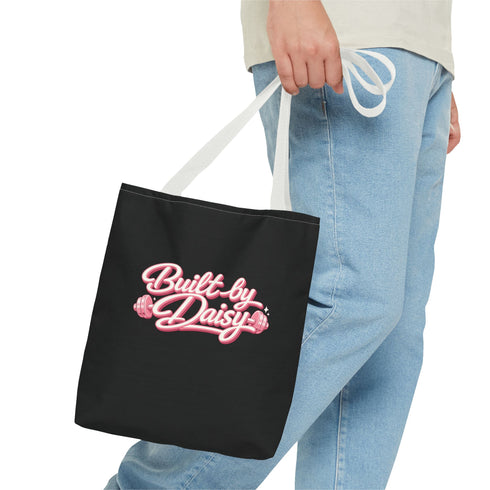 Built by Daisy / Daily Dose of Daisy Tote Bag — Cute Pink Script AOP Tote