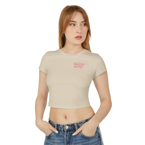 Built by Daisy Crop Tee — Women's Pink Retro Graphic Baby T-Shirt