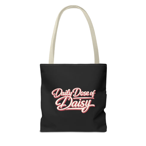 Built by Daisy / Daily Dose of Daisy Tote Bag — Cute Pink Script AOP Tote
