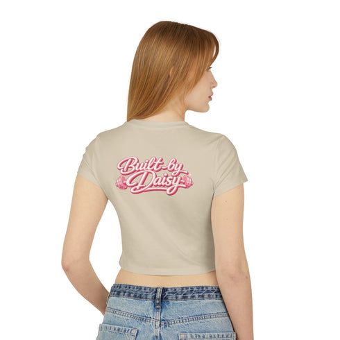 Built by Daisy Crop Tee — Women's Pink Retro Graphic Baby T-Shirt