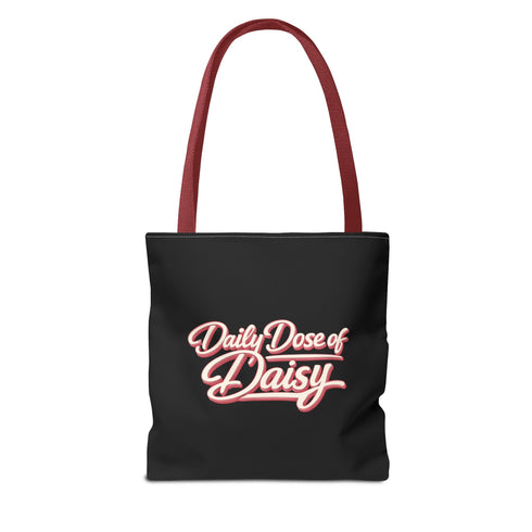 Built by Daisy / Daily Dose of Daisy Tote Bag — Cute Pink Script AOP Tote