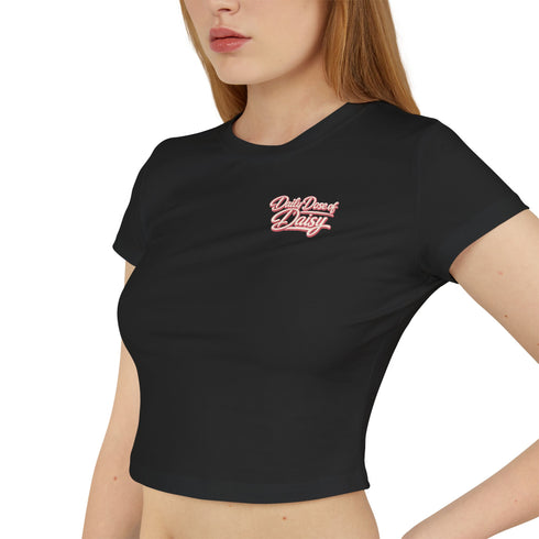 Built by Daisy Crop Tee — Women's Pink Retro Graphic Baby T-Shirt