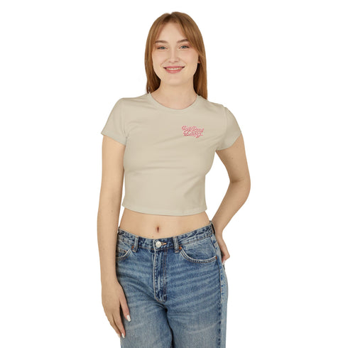 Built by Daisy Crop Tee — Women's Pink Retro Graphic Baby T-Shirt