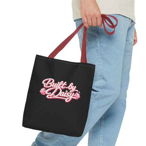 Built by Daisy / Daily Dose of Daisy Tote Bag — Cute Pink Script AOP Tote
